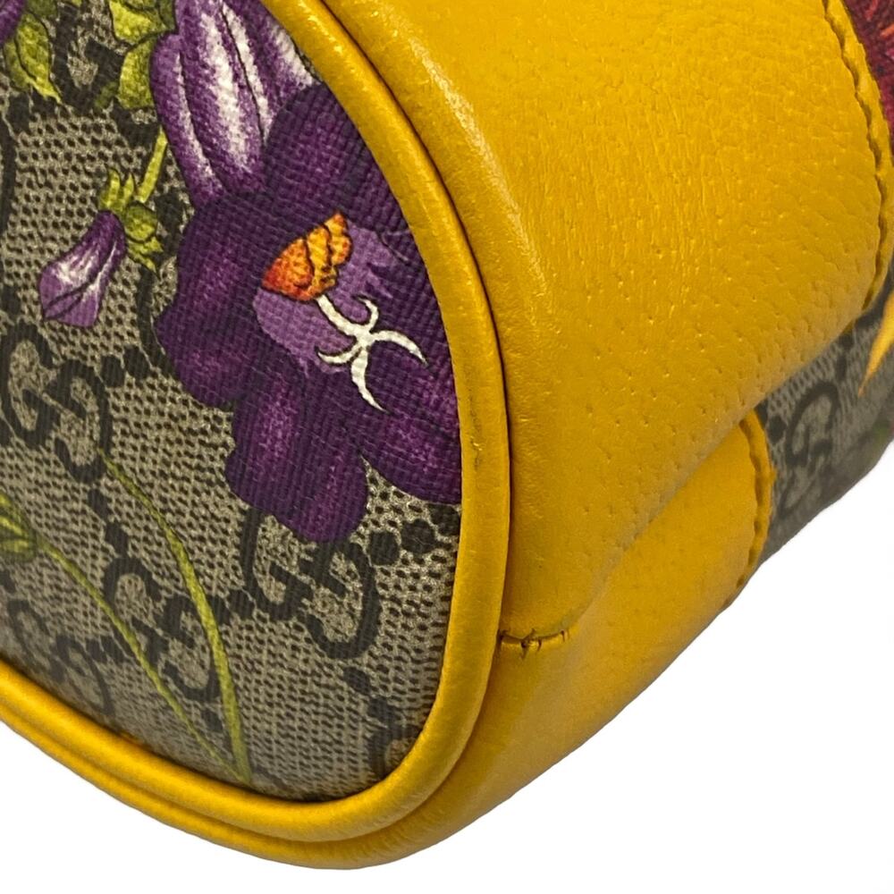 Gucci GG Supreme Ophidia Flora Small Bucket Handbag 550621 Yellow Dark Brown - Picture 6 of 15